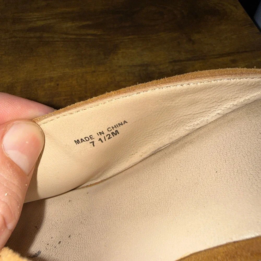 Kate Spade Suede‎ Espadrille Wedge Tan Suede Mule Sandals Womens Size 7.5